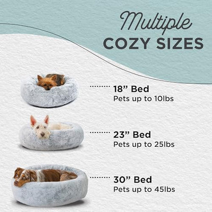 Best Friends by Sheri SnuggleSoft Faux Fur Calming Donut Bed for Dogs, Gray, Medium, 30x30 - color: Rabbit Faux Fur Grey, style: Medium