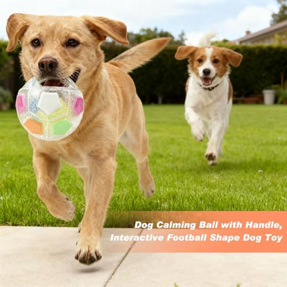 Dog Calming Ball with Handle, Interactive Ball for Pet Dogs Playing, Built-in Yellow Tennis Balls and Squeaky Sound for Small Medium Large Dogs (Clear with Tennis Balls Inside) - color: Clear with tennis balls inside