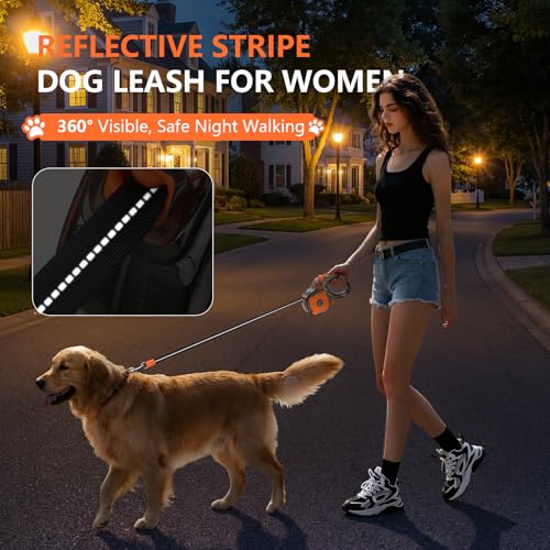 Lightweight and 16Ft Retractable Dog Leash - Anti-Entanglement and one-Hand Brake, Easy to Control - Durable Dog Leash, Designed for Women, Suitable for Small/Medium Dogs - Comfortable Grip