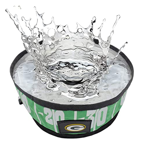 NFL Green Bay Packers Pets First Collapsible Dog Travel Bowl Set, 2 Pack Food and Water Bowls for Dogs, Best Portable & Lightweight Leak-Proof Dog Bowls for Travel - color: Green Bay Packers, style: 2 Pack