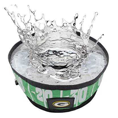 NFL Green Bay Packers Pets First Collapsible Dog Travel Bowl Set, 2 Pack Food and Water Bowls for Dogs, Best Portable & Lightweight Leak-Proof Dog Bowls for Travel - color: Green Bay Packers, style: 2 Pack