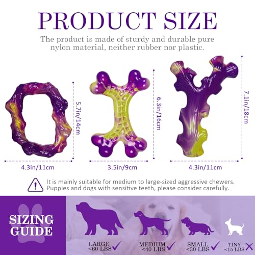 Frienhund 6-Pack Dog Toys for Aggressive Chewers: Dog Toy for Aggressive Chewer Large Breed, Dog Toy to Keep Them Busy, Dog, Bacon Flavor - color: Purple-6-Pack