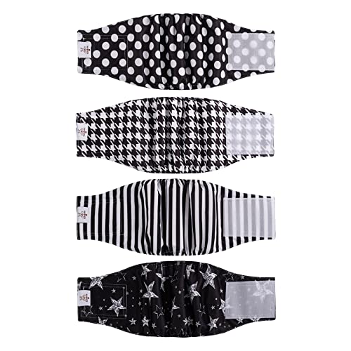 CuteBone Dog Diapers Male 4 Pack Puppy Wraps Reusable Doggie Belly Bands for Male Dogs Small Medium Large - size: S(11"-14")