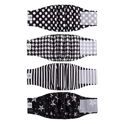 CuteBone Dog Diapers Male 4 Pack Puppy Wraps Reusable Doggie Belly Bands for Male Dogs Small Medium Large - size: XS(9"-11")