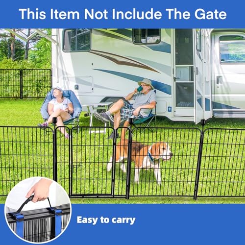 ADAVIN Tall Garden Fence Animal Barrier, 54 in(H) Dog Fence Outdoor for Yard, 8 Panels Total 17.7 Ft(L) Dog Fencing,Temporary Fences for Medium/Large Pets，Garden Fencing for Dogs (No Gate) - size: 8panels-54in(H)x17.7ft(L) no door