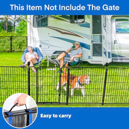 ADAVIN Tall Garden Fence Animal Barrier, 54 in(H) Dog Fence Outdoor for Yard, 8 Panels Total 17.7 Ft(L) Dog Fencing,Temporary Fences for Medium/Large Pets，Garden Fencing for Dogs (No Gate) - size: 8panels-54in(H)x17.7ft(L) no door