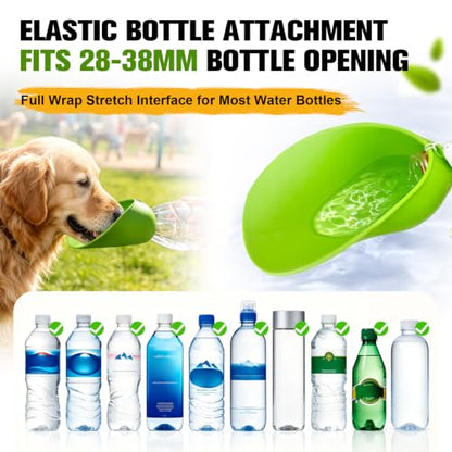 Portable Dog Water Bottle Attachment, Foldable Dog Water Bowl for Walks | Slip-on Silicone Dog Drink Dispenser, Fits Standard Water Bottles,Ideal For Daily Hiking & Travel, Quick Rinse & Easy Setup - color: Green