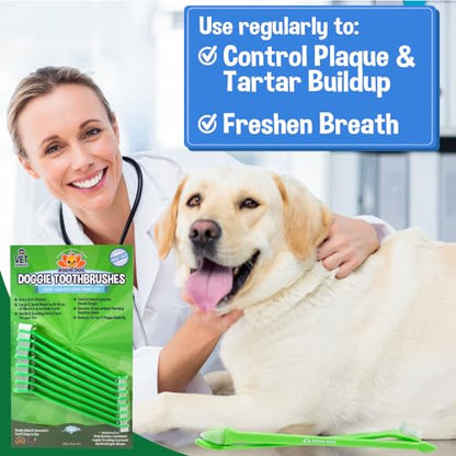 Bodhi Dog Dual-Headed Toothbrush for Dogs & Cats - Soft Bristles for Gentle Pet Dental Care - Puppy & Adult Teeth Cleaning - Easy-to-Use Design for Healthy Gums & Fresh Breath (8 Count) - size: 1 Count (Pack of 8)