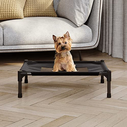 Elevated Dog Bed - 24.5x18.5-Inch Portable Pet Bed with Non-Slip Feet - Indoor/Outdoor Dog Cot or Puppy Bed for Pets up to 25lbs by PETMAKER (Black) - size: Small