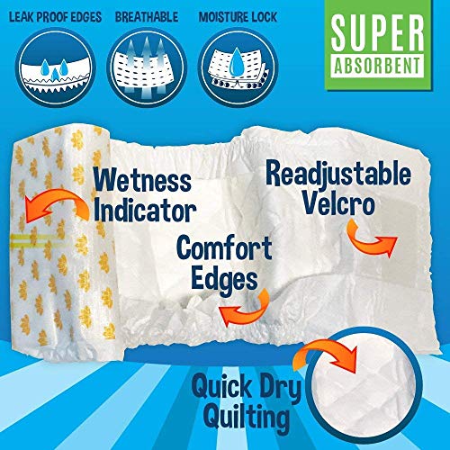 Bodhi Dog Disposable Male Dog Diapers - Super Absorbent, Leak-Proof Pee Wraps - Adjustable Fit, Comfortable Design, Advanced Moisture Control, and Wetness Indicator - Small (20 Count) - size: Small