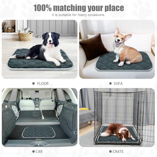 furrybaby Dog Bed Mat Flat Crate Mat with Anti-Slip Bottom Machine Washable Pet Kennel Pad for Dog Sleeping (XS 22x13'', Grey Mat) - size: 22.0"L x 13.0"W x 0.7"Th