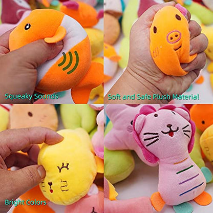 27 Pack Puppy Squeaky Toy, Different Designs Squeakers Pet Toys, Cute Bulk Plush Dog Toys for Small Dogs