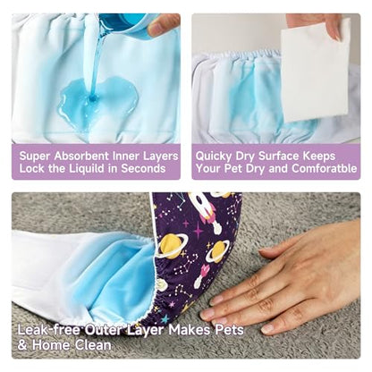 wegreeco Washable Male Dog Belly Band (Stylish Pattern) - Pack of 3 - Dog Diapers Male - Washable Male Dog Belly Wrap (Interstellar, X-Small) - color: Interstellar, size: X-Small (Pack of 3)