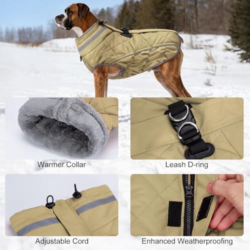Dog Coat, Warm Dog Winter Coat for Small Dogs, Waterproof Jacket with Harness Built in, Reflective Turtleneck Cold Weather Coats with Zipper,Pet Fleece Vest Snow Jacket, Brown S - color: Brown, size: S