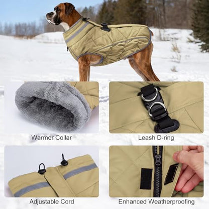 Dog Coat, Warm Dog Winter Coat for Small Dogs, Waterproof Jacket with Harness Built in, Reflective Turtleneck Cold Weather Coats with Zipper,Pet Fleece Vest Snow Jacket, Brown S - color: Brown, size: S