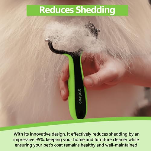 STALTWO Pet Grooming Supplies - 2-in-1 Professional Undercoat Rake and Pet Brush | Shedding Control for Long Haired Dogs and Cats, Deshedding Tool, Pet Grooming for Dogs and Cats, Green - color: Green