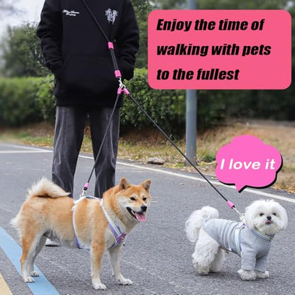 Hands Free Double Dog Leash for Two Dogs, No Tangle 360° Swivel Fit for Small and Medium Breeds, Adjustable Split Leads (Purple(5A Level Pet-Friendly Premium Edition) - color: Purple(5A Level Pet-friendly Premium Edition）