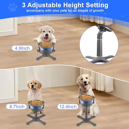 Dog Bowls,Elevated Adjustable Dog Bowl Stand with 3 Heights & Tilted Feeding Design, Raised Stand Compatible with Medium & Large Breeds(2 Pack) Grey - size: F -Dog Bowl Stand 2 Grey