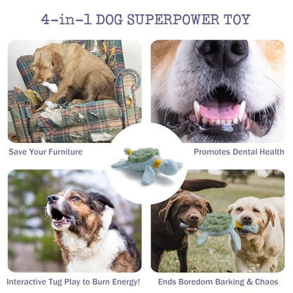 Fuzzwoof Squeaky Dog Toy, New 2025 Turtle Tug of War Crinkle Dog Toy, Tough Large Breed Interactive Stuffed Toy Trianing Fun to Keep Them Busy - style: Turtle