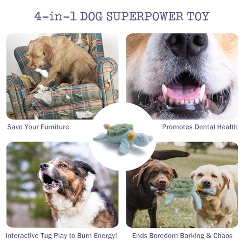 Fuzzwoof Squeaky Dog Toy, New 2025 Turtle Tug of War Crinkle Dog Toy, Tough Large Breed Interactive Stuffed Toy Trianing Fun to Keep Them Busy - style: Turtle