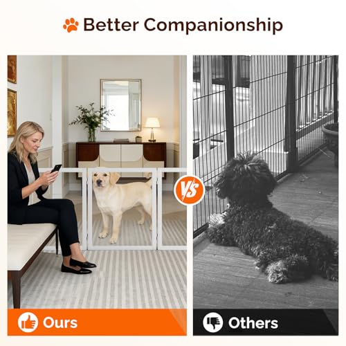 VINGLI Clear Acrylic Freestanding Dog Gate, Transparent Pet Fence with Solid Hardwood and Plastic Board, Pet Gates for Christmas Tree Stairs and Doorways (3 Panels) - size: 3 Panels