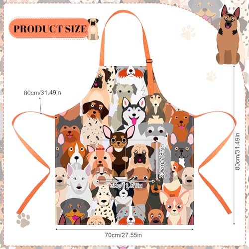 Dog Grooming Waterproof Apron with 2 Pockets, Cute Animals Puppy Dog Pets Apron - style: Dog Family Photo