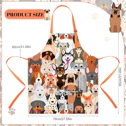 Dog Grooming Waterproof Apron with 2 Pockets, Cute Animals Puppy Dog Pets Apron - style: Dog Family Photo