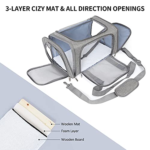 Mile High Life | Outdoor Travel Pet Carrier | Kitty Puppy Cat Carriers | Collapsible Dog Carrier for Small Medium Dogs | Cat Crates w Breathable Mesh with Soft-Sided (Grey, Medium) - size: Medium