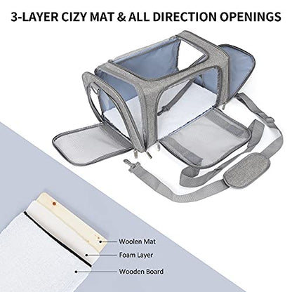 Mile High Life | Outdoor Travel Pet Carrier | Kitty Puppy Cat Carriers | Collapsible Dog Carrier for Small Medium Dogs | Cat Crates w Breathable Mesh with Soft-Sided (Grey, Medium) - size: Medium