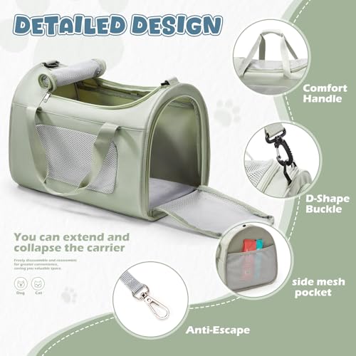 Large Cat Carriers Dog Carrier Pet for Small/Medium Cats Dogs Puppies,Soft-Sided Cat Bag Airline Approved,Carry Up to 20 Lbs,Green - color: A-Medium-Green