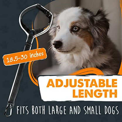 Mighty Paw Dog Seat Belt For Car Headrest - Distraction Free Driving, Heavy-Duty Aviation Grade Aluminum Carabiner, and Tactical Buckle.Adjustable Dog Seatbelt Harness for Small, Medium and Large Pets - style: Headrest Attachment