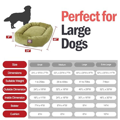 Majestic Pet 40 Inch Micro Velvet Calming Dog Bed Washable – Cozy Soft Round Dog Bed with Spine for Head Support - Fluffy Donut Puppy Mat 40x29x9 (inch) Large – Apple - color: Apple
