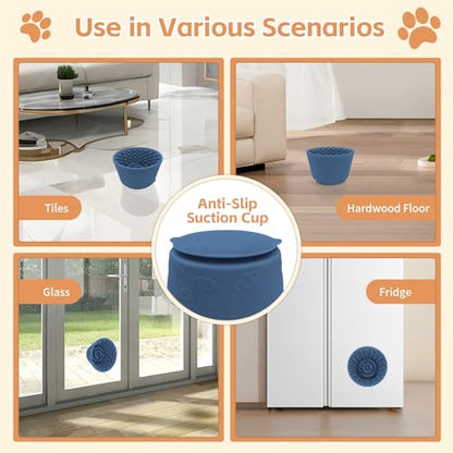 Dog Lick Bowl,Anxiety Relief Non-Slip Silicone Treat Bowl,Durable Anti-Choking Long-Lasting Enrichment Slow Feeder Licking Mat for Small Medium Large Breed,Freezable BPA Free Silicone Dishwasher Safe - color: Dark Blue, size: M-L