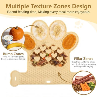 Dog Lick Mat with Suction Cups, Slow Feeder & Enrichment Mat for Dogs & Cats, Silicone Feeding Mat for Wet & Dry Food, Anxiety Relief, Mess-Free Foldable Pocket Design, Yellow - color: Yellow