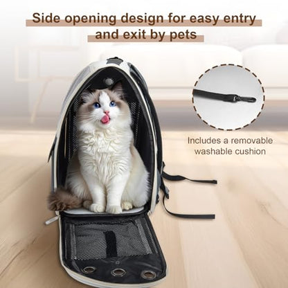 Airline Approved Cat Carrier Backpack - Ventilated Breathable Mesh for Small Dogs & Cats (15lbs), Soft Sided Dog Backpack for Hiking, Camping, Travel & Vet Visits with Padded Straps (Grey) - color: Grey