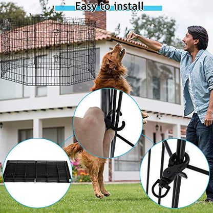 Pet Dog Playpen 8 Panel 48" Durable Metal Portable Foldable Indoor Outdoor Cat Puppy Exercise Pen with Door Animal Wire Yard Dog Fence Crate Kennel for Small Medium Large Dog - size: 48"x8 Panels