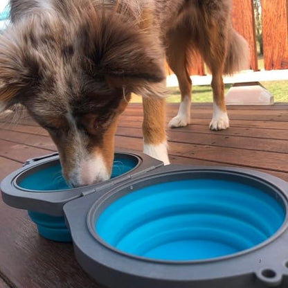 Loving Pets 73807991: Travel Double Diner Dog Bowl, Blue Sm - color: Blue