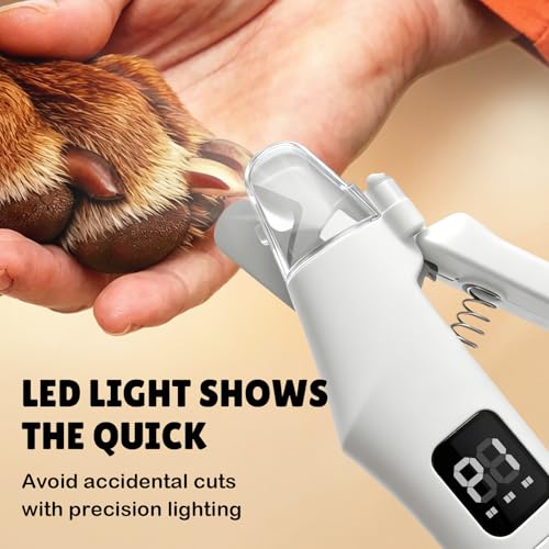 2-in-1 Dog Nail Clippers and Grinder with LCD Battery Display - Professional Cat Claw Trimmer with Built-in Safety Light & Guard, Ultra Quiet Rechargeable Pet Claw Grooming Tool for Large & Small Pets