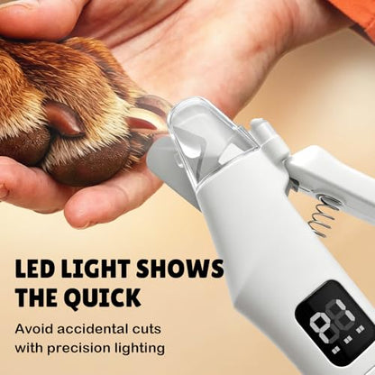 2-in-1 Dog Nail Clippers and Grinder with LCD Battery Display - Professional Cat Claw Trimmer with Built-in Safety Light & Guard, Ultra Quiet Rechargeable Pet Claw Grooming Tool for Large & Small Pets