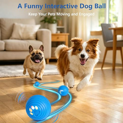 Interactive Dog Ball, Automatic Dog Toy, Vibrating Dog Ball with 4 Play Modes, Moving & Bouncing Ball for Dogs, Smart Self Rolling Dog Toy for Small Medium Dogs, USB-C Rechargeable, Blue - color: Blue