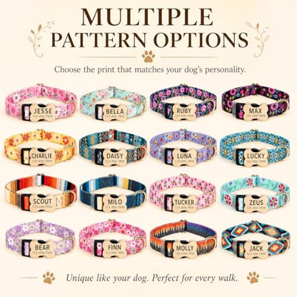 Personalized Dog Collar with Name and Phone Number,Custom Customized Engraved Silent No Jingle ID Nameplate Pet Collar with Bone Buckle,Collars for Puppies X-Small Small Medium Large X-Large Dogs