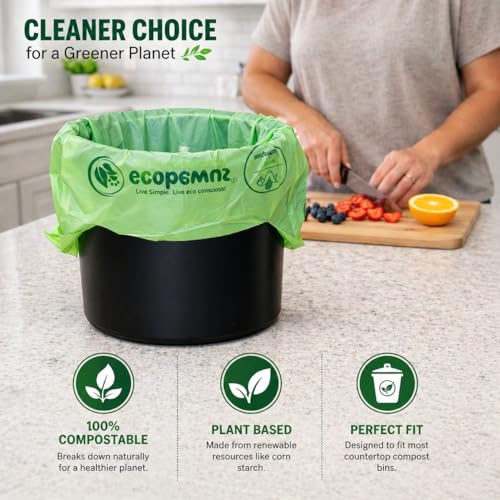 100% Compostable Pet Waste Disposal Bag (140 ct.) Plant-Based Cat Litter Poop Waste Pick-Up Bags with Handles Dog poop Bags Disposable Compost Food Scrap Liners (140 ct.)