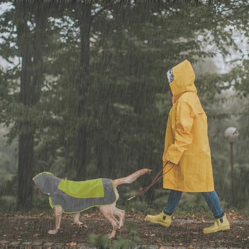 IECOii Large Dog Raincoat Waterproof,Hooded Rain Jacket Keep Dog Dry in Wet Weather,Reflective Rain Poncho Clothes with Convenient Leash Hole/Adjustable Magic Sticker/Easy On and Off/,Green,Large - color: Green, size: Large