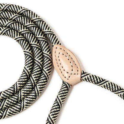 Mile High Life Dog Leash, Rope Leash with Genuine Leather Connection and Heavy Duty Metal Clasp, Great for Small Medium Large Dogs(Black Beige,48 Inch) - color: Rope Handle-Black Beige, size: 48 Inch-1/2"