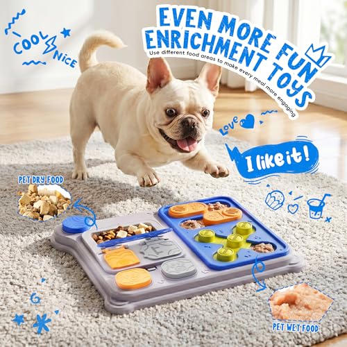 Dog Puzzle Toy Enrichment Toys, Interactive Dog Toys for IQ Training & Mental Stimulation, ABS Easy Clean Detachable Tray Non-Slip Base, Treat Slow Feeder for Smart Dogs, Blue - color: Blue
