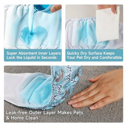 wegreeco Washable Male Dog Belly Band (Stylish Pattern) - Pack of 3 - Dog Diapers Male - Washable Male Dog Belly Wrap (Dolphins, X-Small) - color: Dolphins, size: X-Small (Pack of 3)