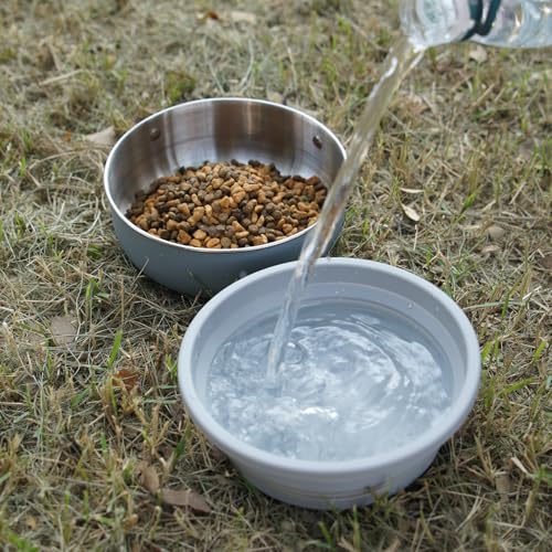 40 Oz Travel Dog Bowls with Lid, Collapsible Water Bowl BPA-Free, Stainless Steel Pet Food Bowl - 2in1 Portable Dog Bowls - Puppy Trip Camping Travel Essentials