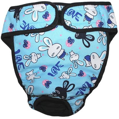 Dog Diaper Reusable Washable Female Girl for Medium & Large Big Dog Breeds Size L, XL, XXL (X-Large: Waist 22" - 28", Blue Bunny) - color: Blue Bunny, size: X-LARGE: Waist 22" - 28"