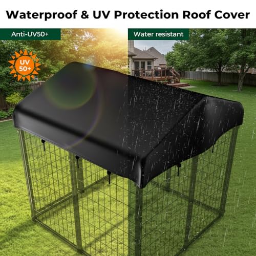 Outdoor Dog Kennel Cover, 420D Waterproof UV-Resistant Sunshade Dog Enclosure Cover Replacement for 4x4.2ft Crate Outside - size: Small