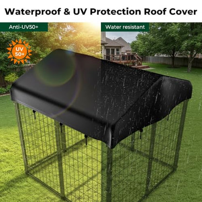 Outdoor Dog Kennel Cover, 420D Waterproof UV-Resistant Sunshade Dog Enclosure Cover Replacement for 4x4.2ft Crate Outside - size: Small